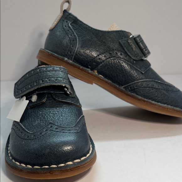 Stylish Kids\' Blue Leather Dress Shoes made in Italy, genuine leather